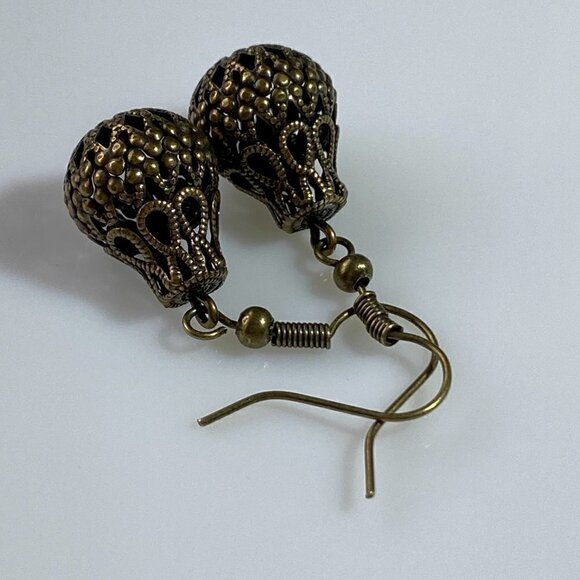 ❤️ Antique Brass Filigree Earrings - Picture 9 of 10